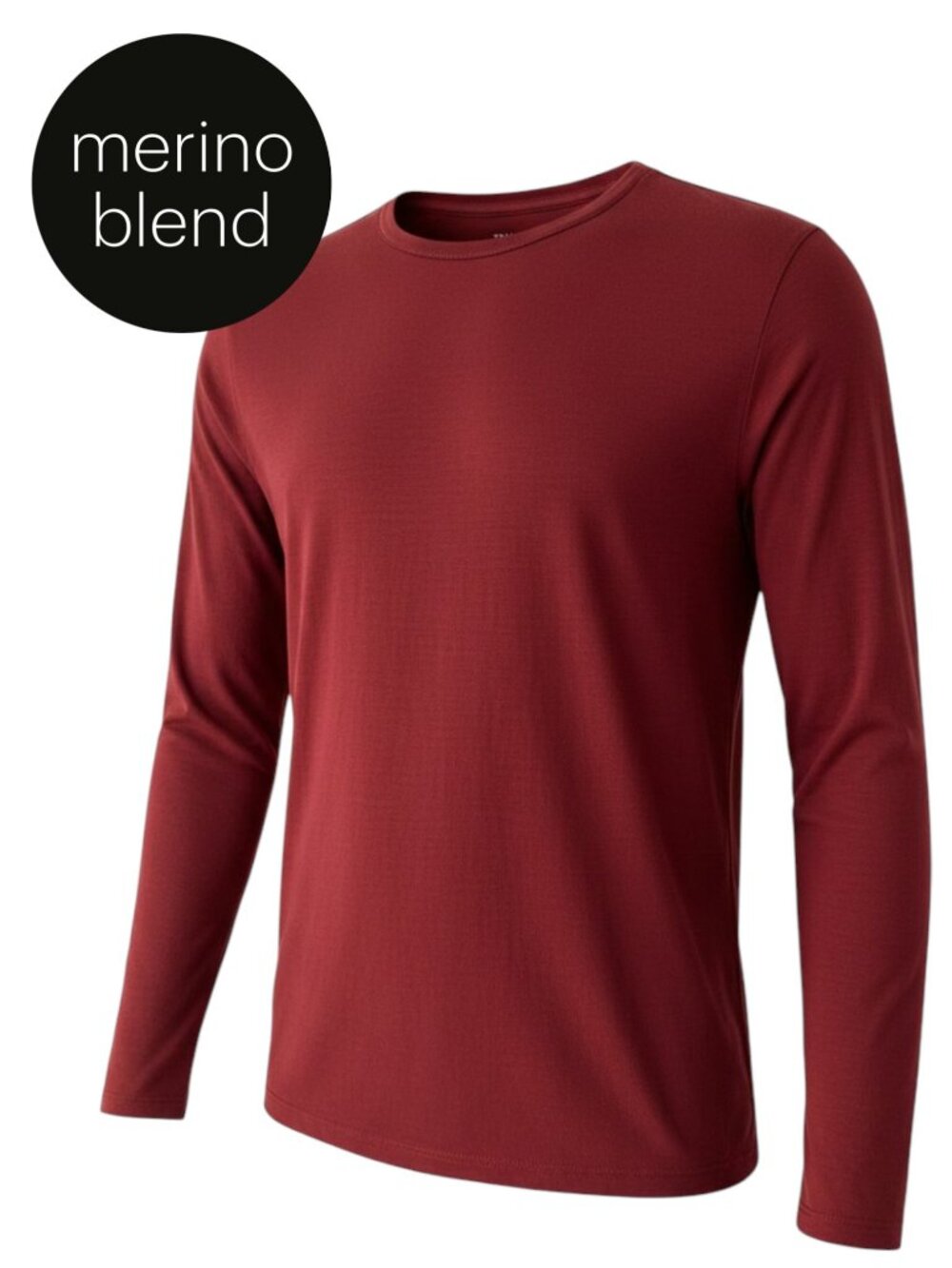 TRUE NORTH Burgundy Merino Wool Lightweight Long Sleeve Top m